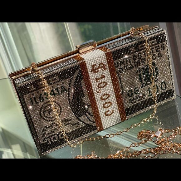 Money Clutch Purse Bling Handbag - Picture 4 of 9